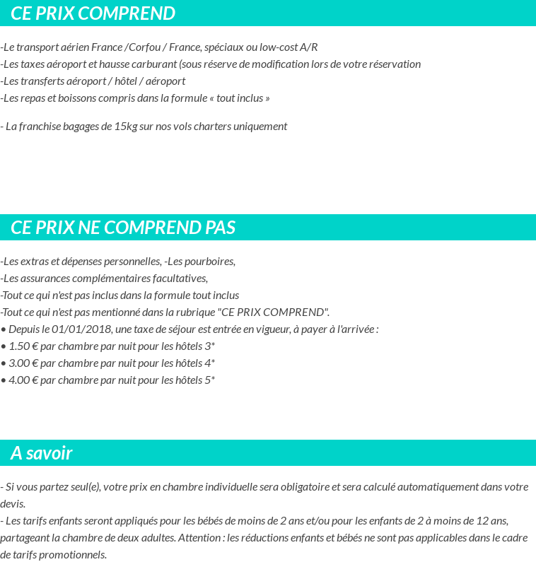 Conditions tarifaires