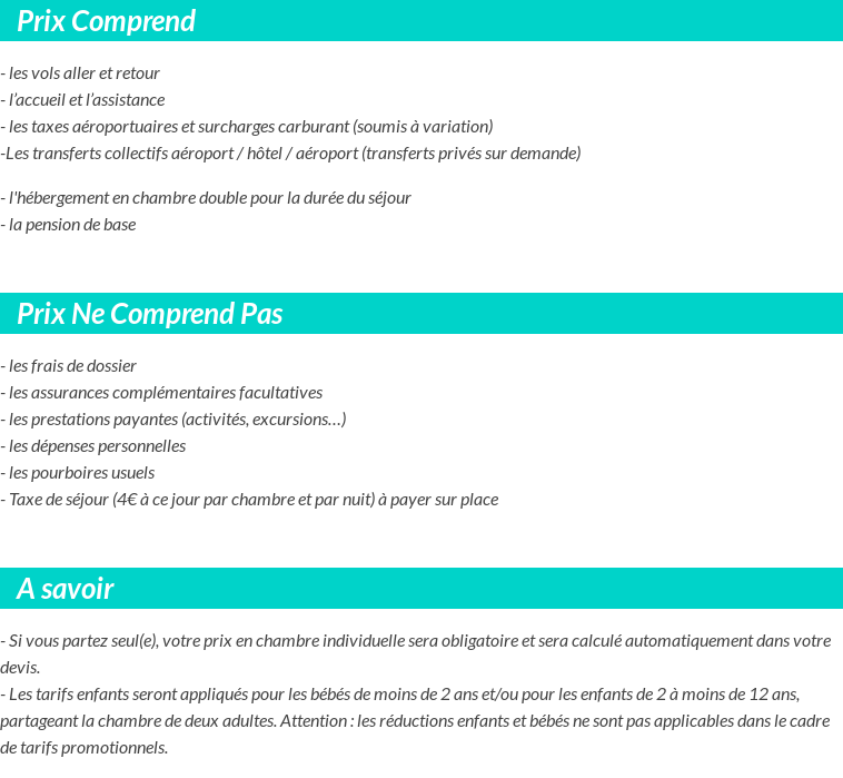 Conditions tarifaires