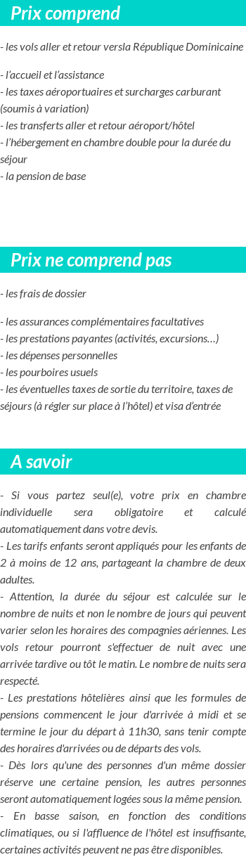 Conditions tarifaires