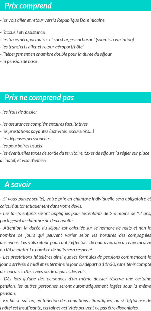 Conditions tarifaires