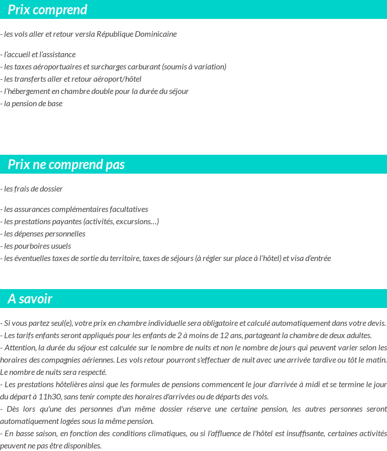 Conditions tarifaires