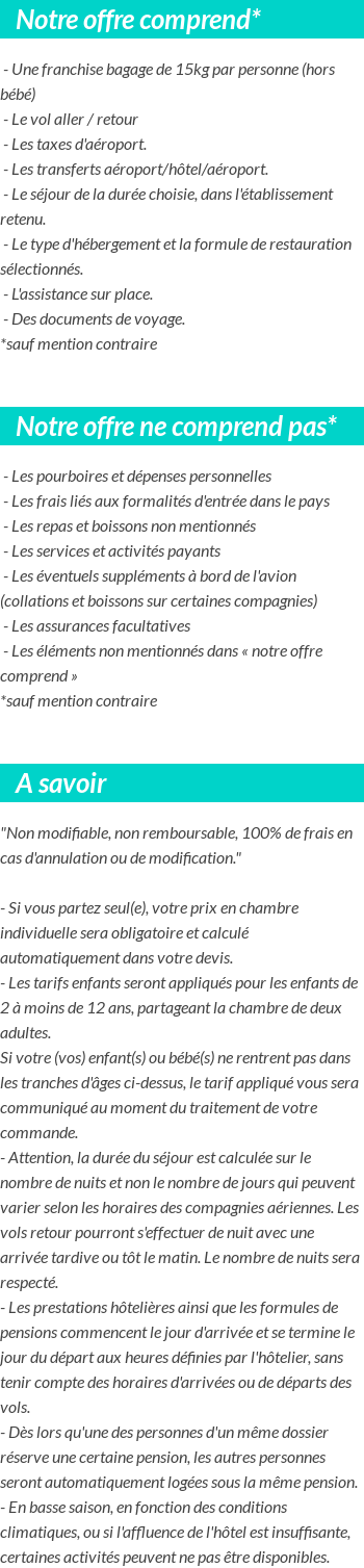 Conditions tarifaires