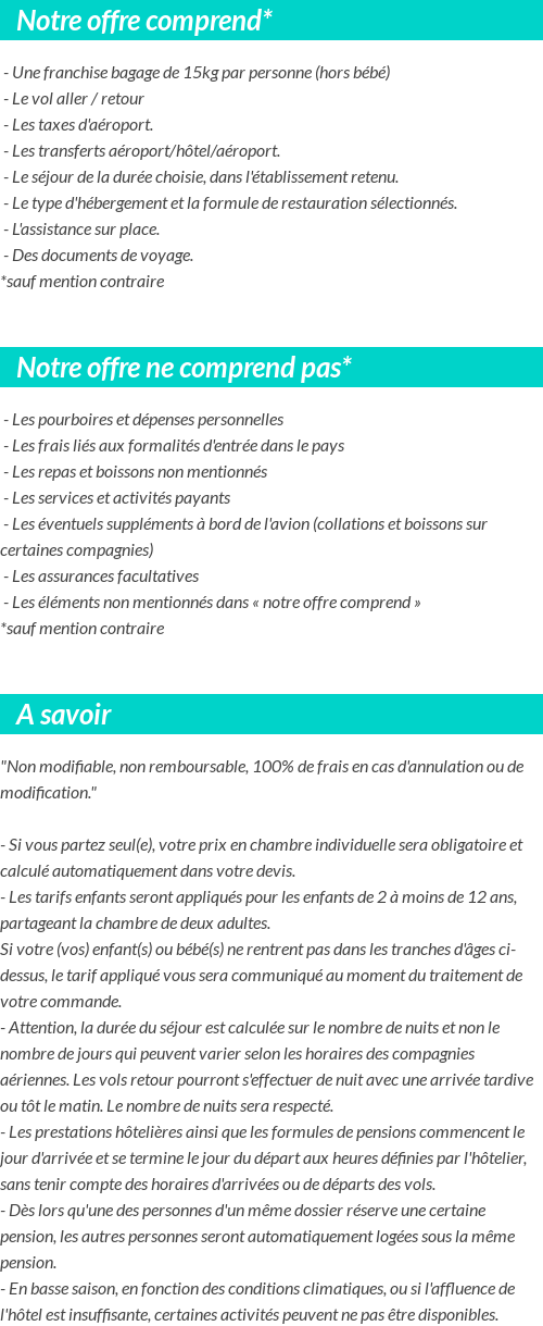 Conditions tarifaires