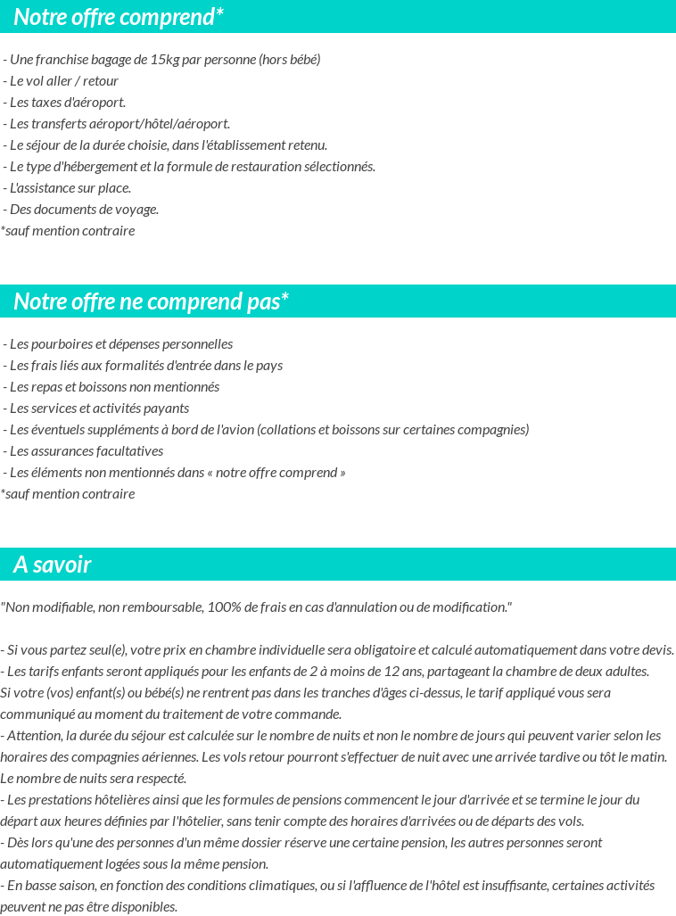 Conditions tarifaires