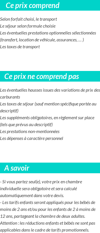 Conditions tarifaires