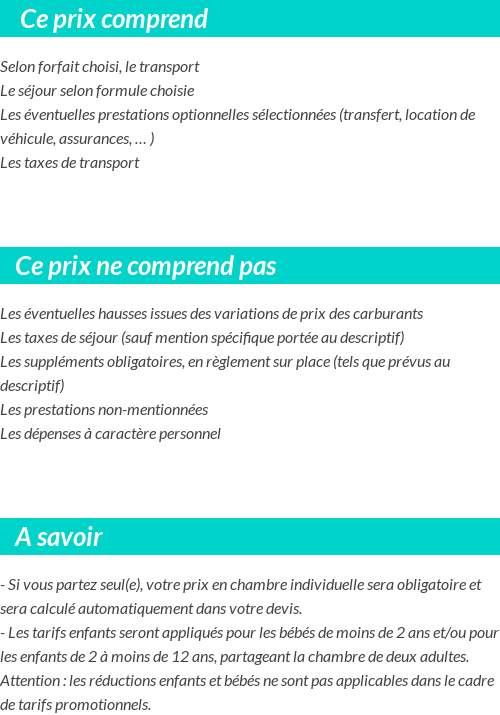 Conditions tarifaires