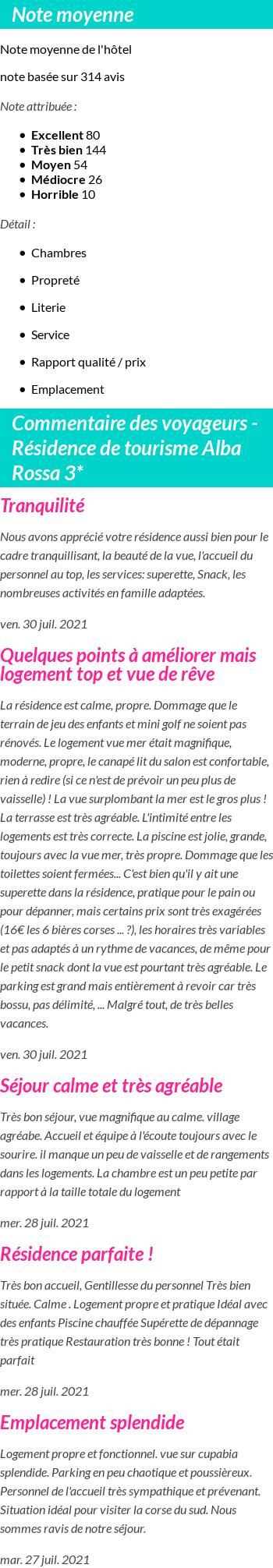 Avis clients