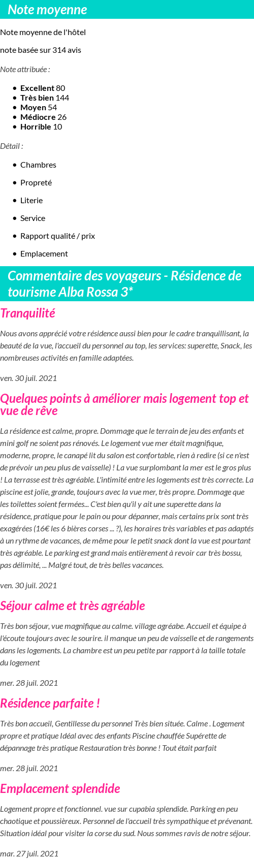Avis clients