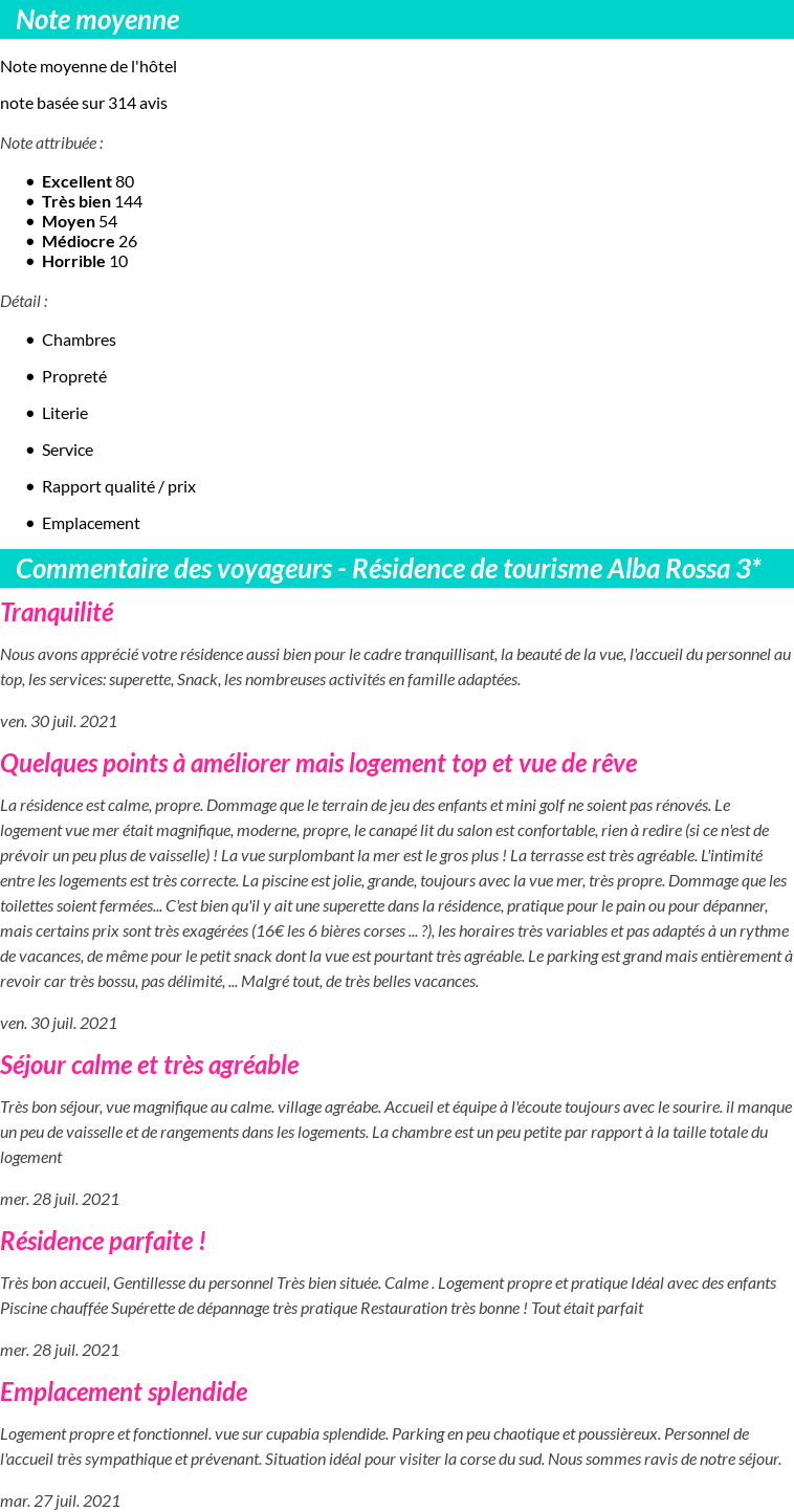 Avis clients