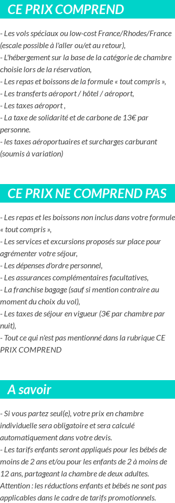 Conditions tarifaires