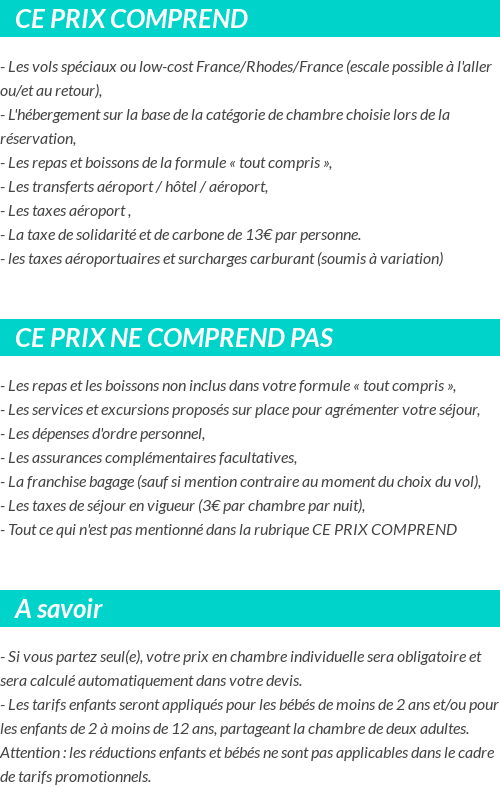 Conditions tarifaires