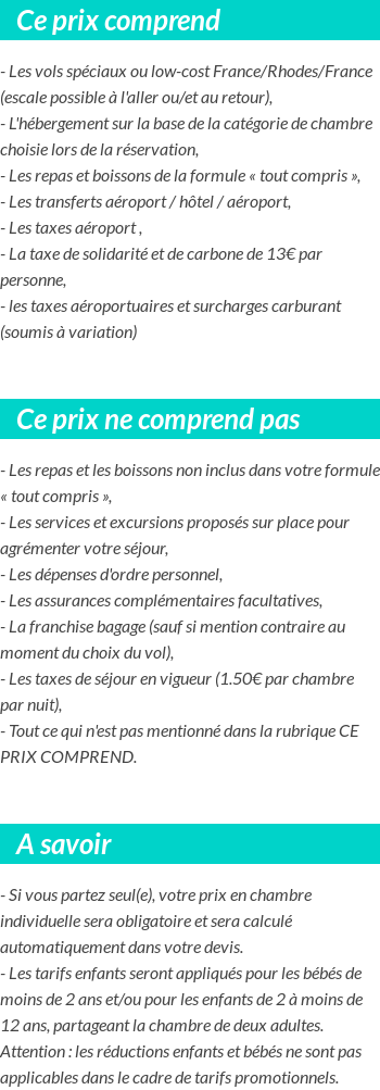 Conditions tarifaires