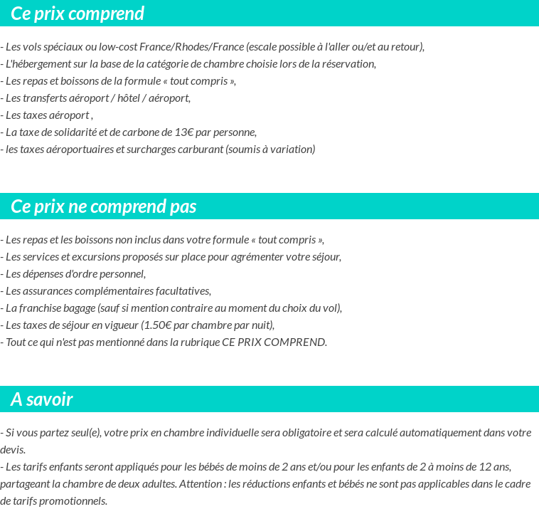 Conditions tarifaires