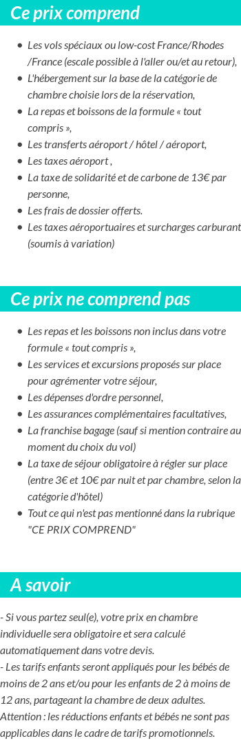 Conditions tarifaires