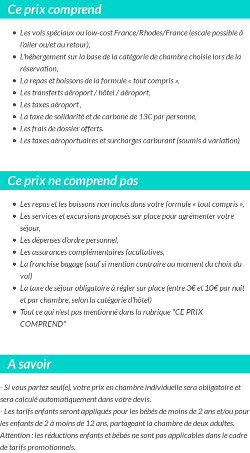 Conditions tarifaires