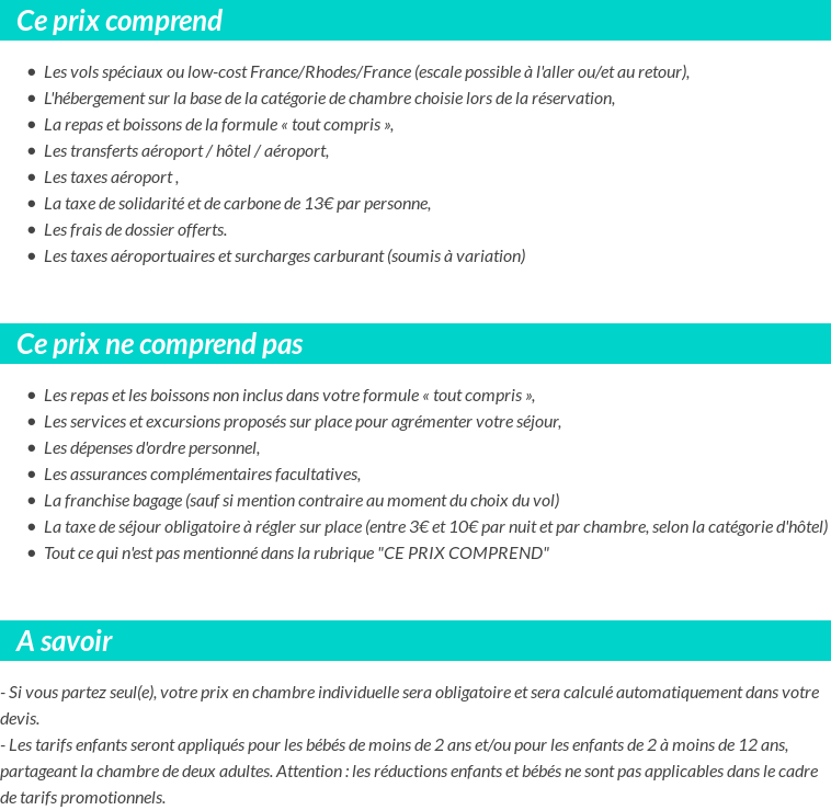 Conditions tarifaires