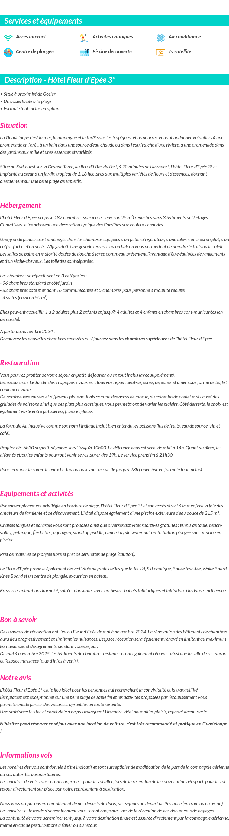 Détails du séjour