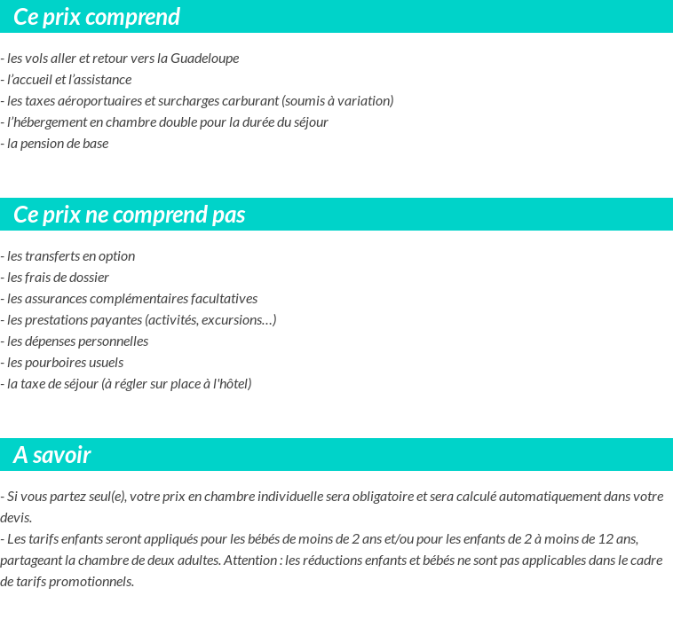 Conditions tarifaires
