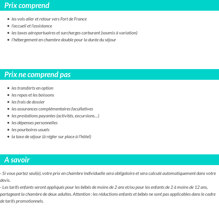 Conditions tarifaires