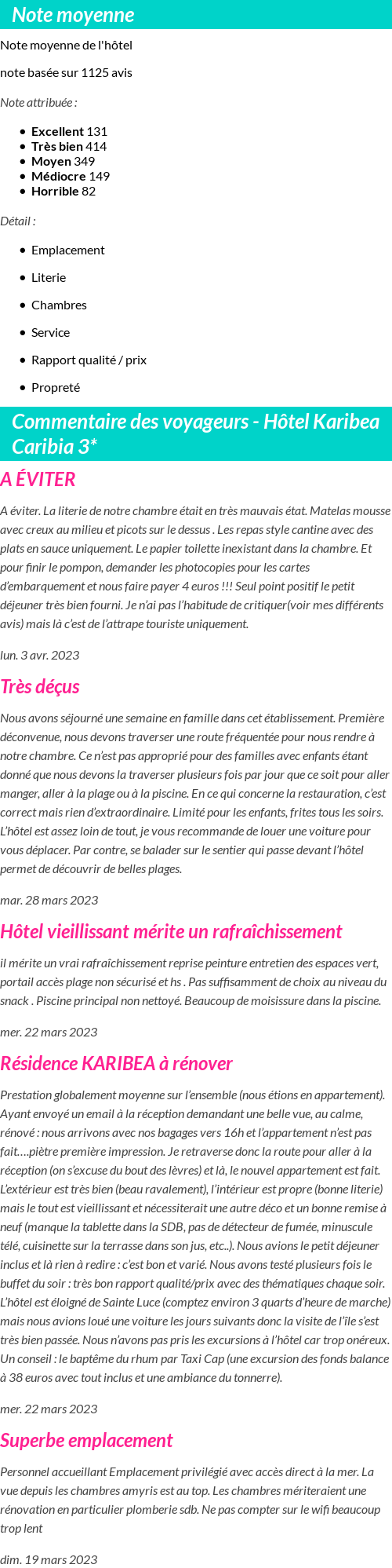 Avis clients