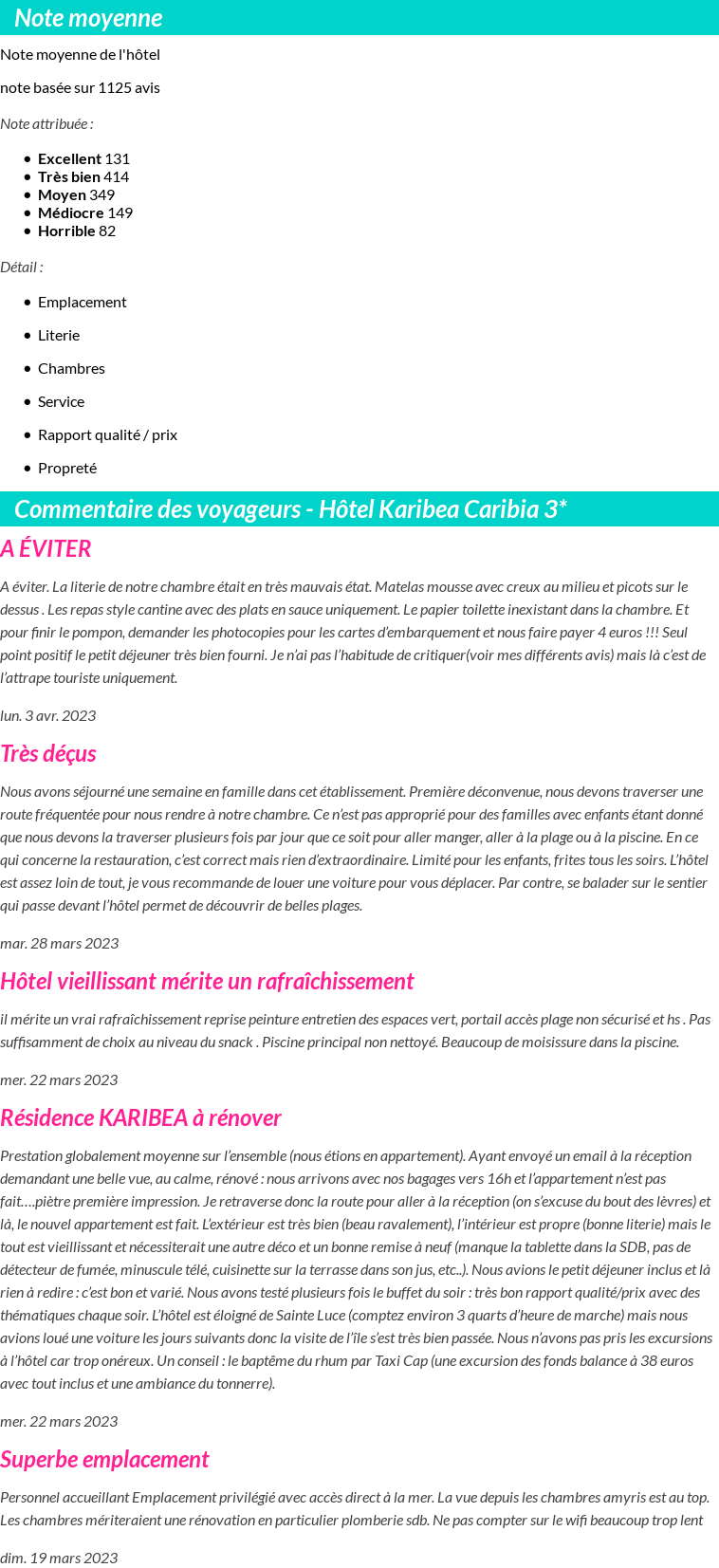 Avis clients