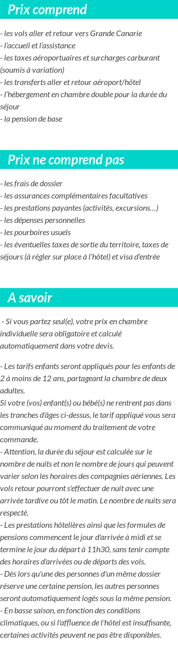 Conditions tarifaires