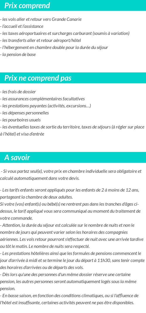 Conditions tarifaires