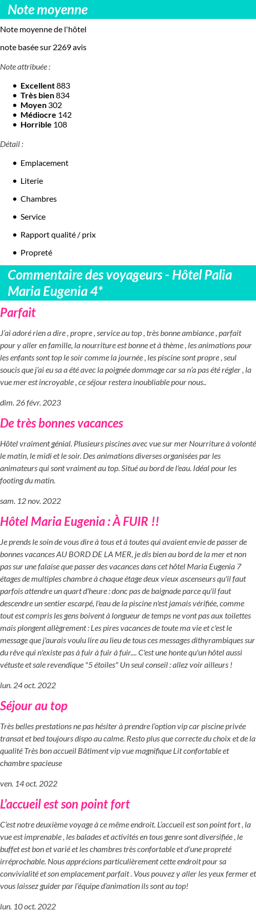 Avis clients