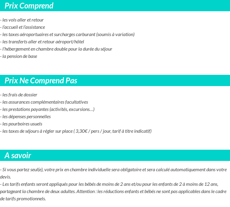 Conditions tarifaires