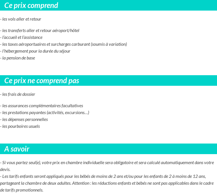 Conditions tarifaires