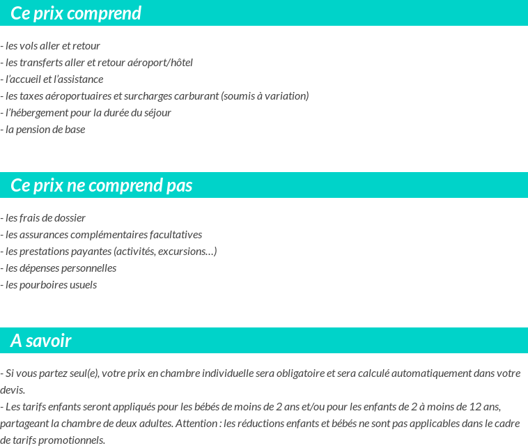 Conditions tarifaires