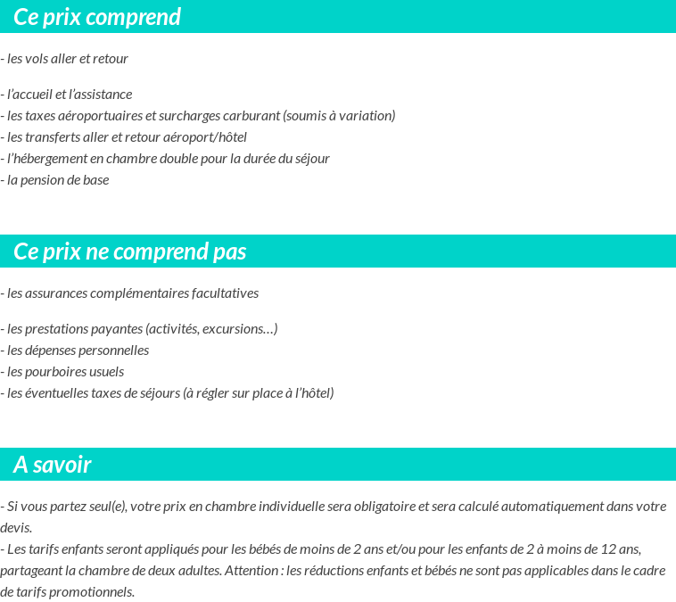 Conditions tarifaires