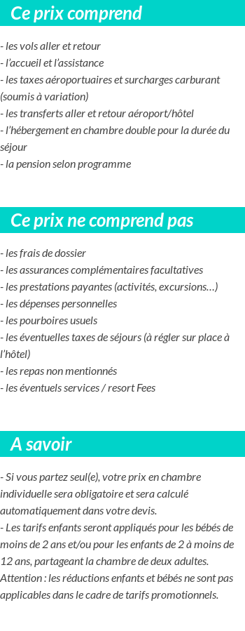 Conditions tarifaires