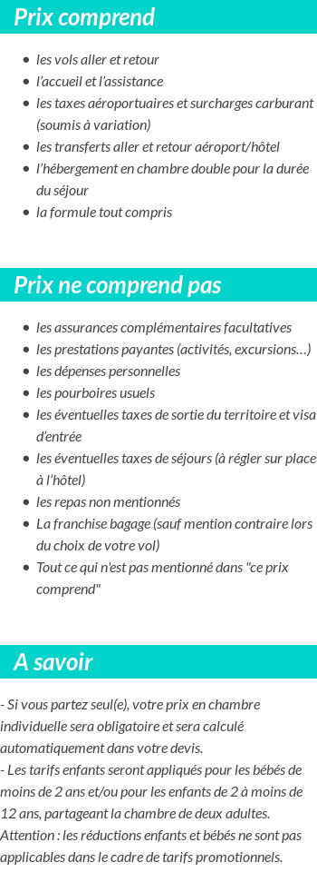 Conditions tarifaires