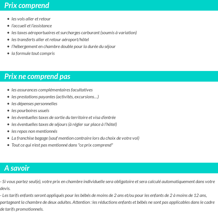 Conditions tarifaires