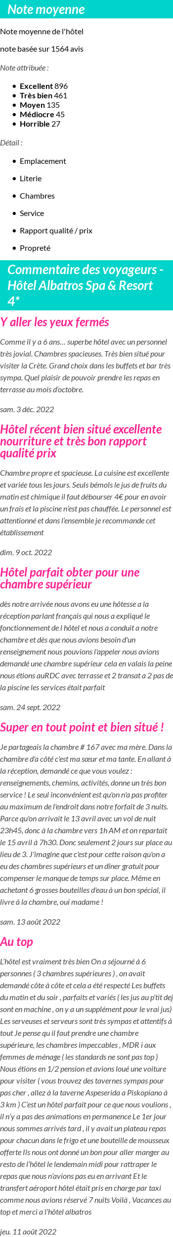 Avis clients