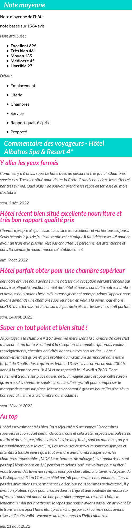 Avis clients
