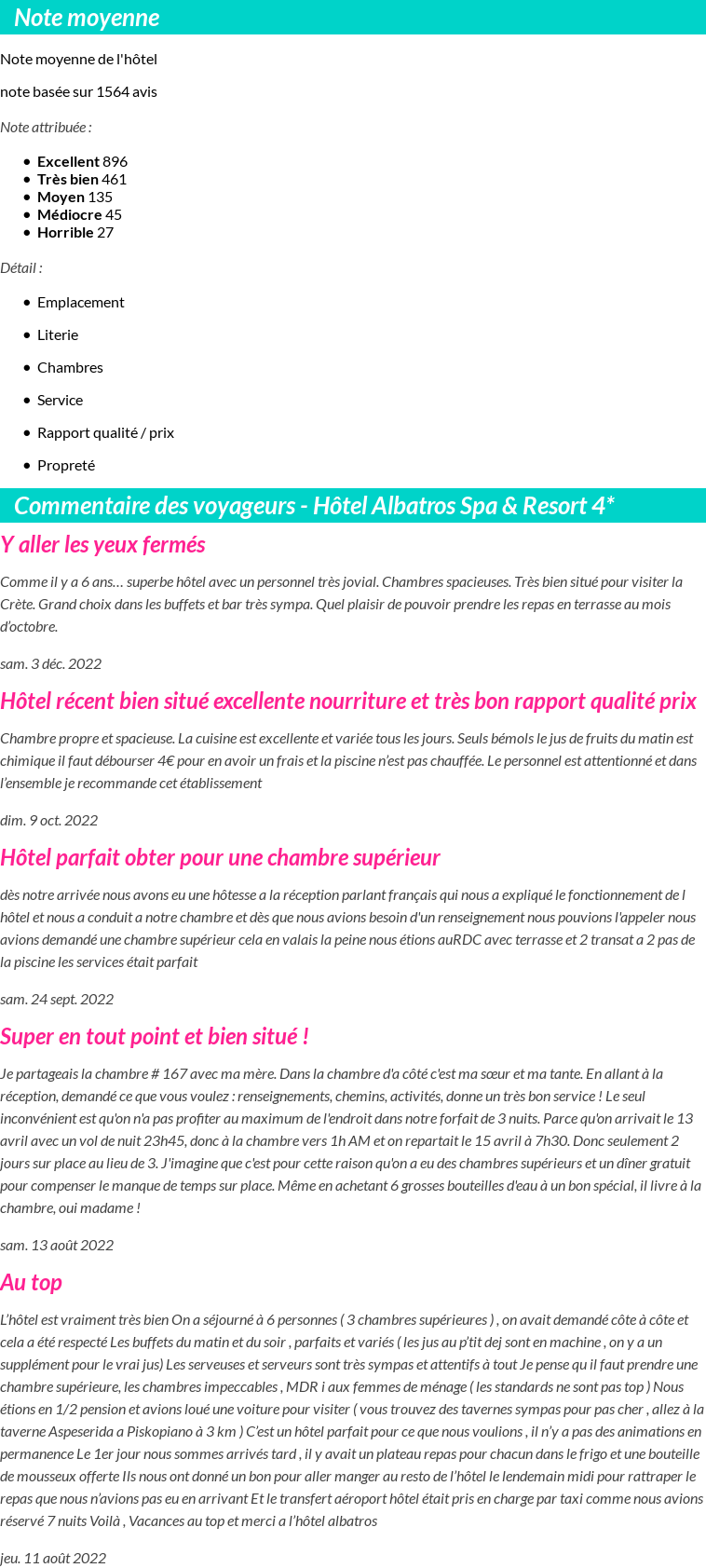 Avis clients