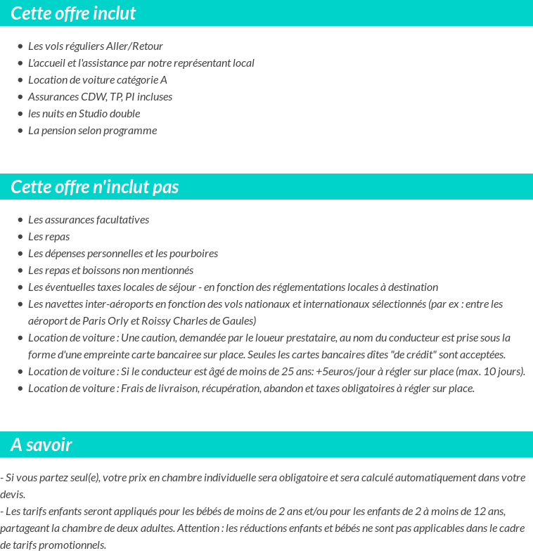 Conditions tarifaires