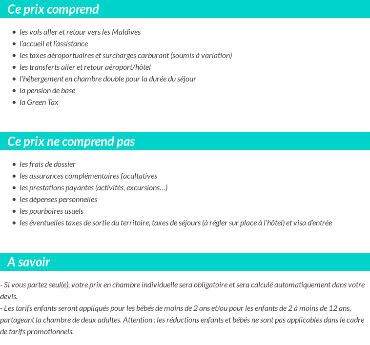 Conditions tarifaires