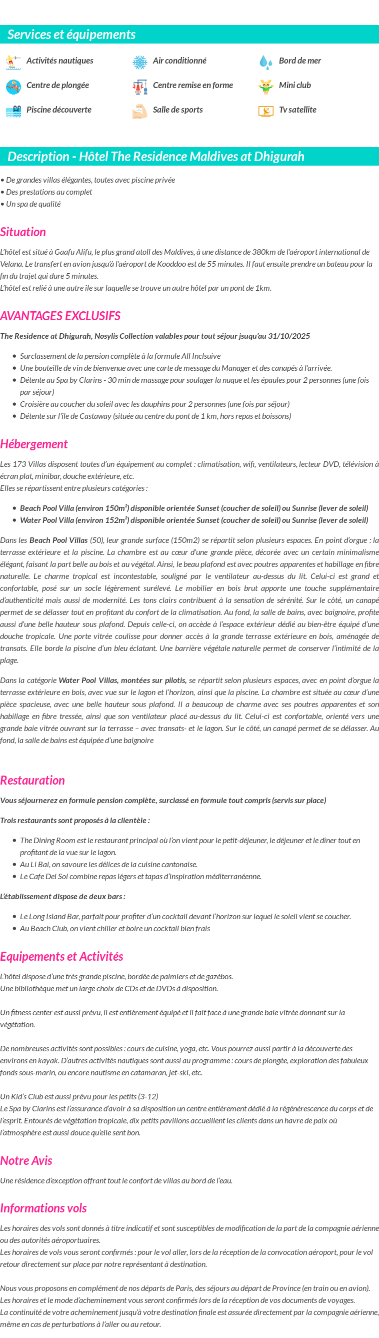 Détails du séjour