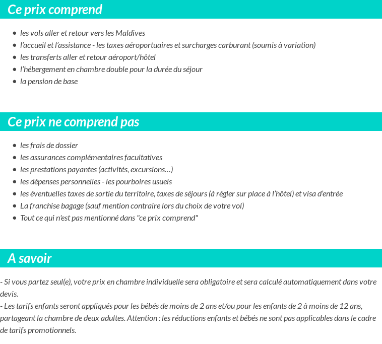 Conditions tarifaires
