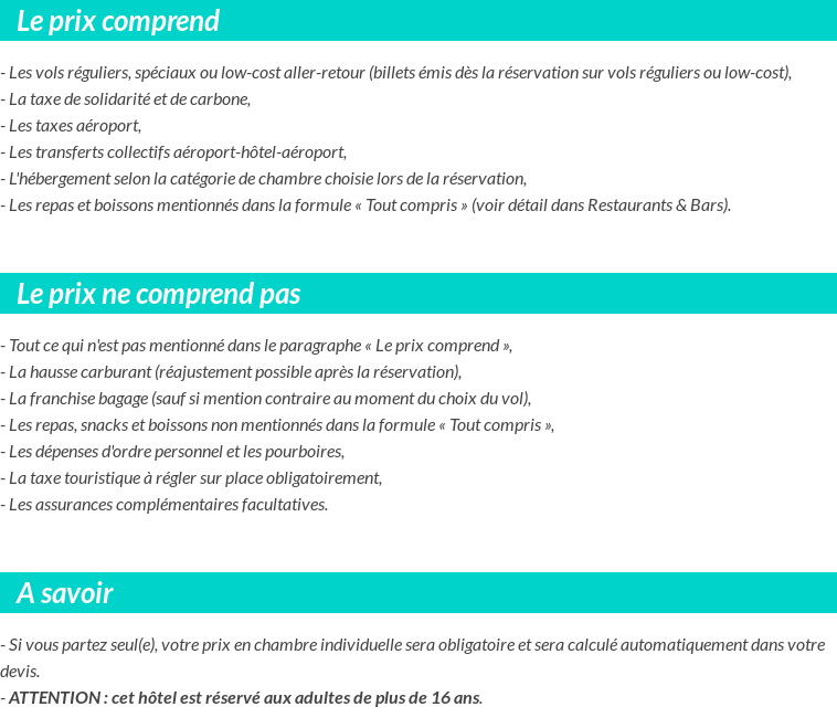 Conditions tarifaires