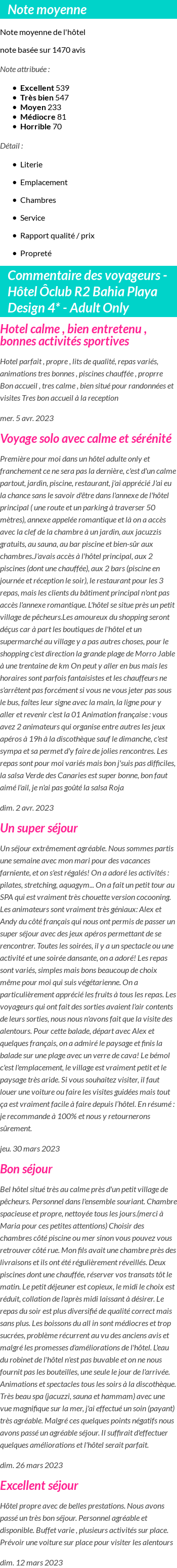 Avis clients