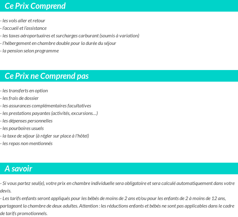 Conditions tarifaires