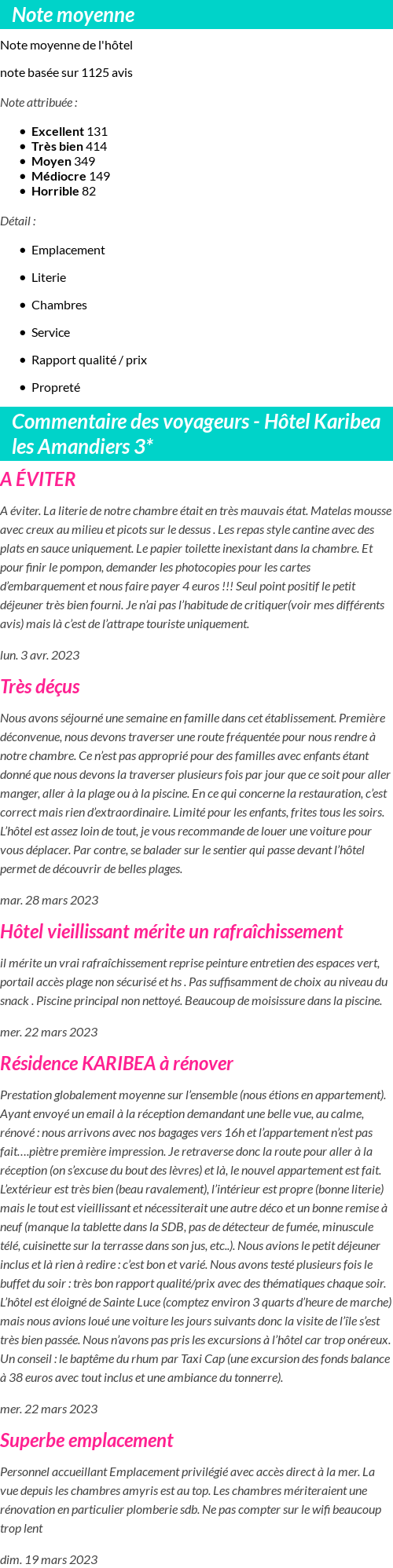 Avis clients