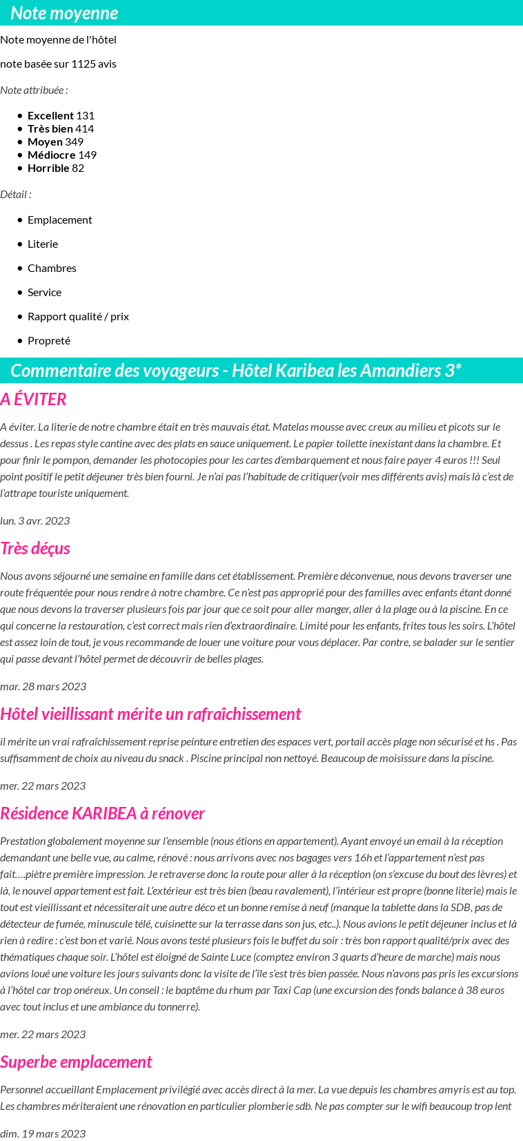 Avis clients