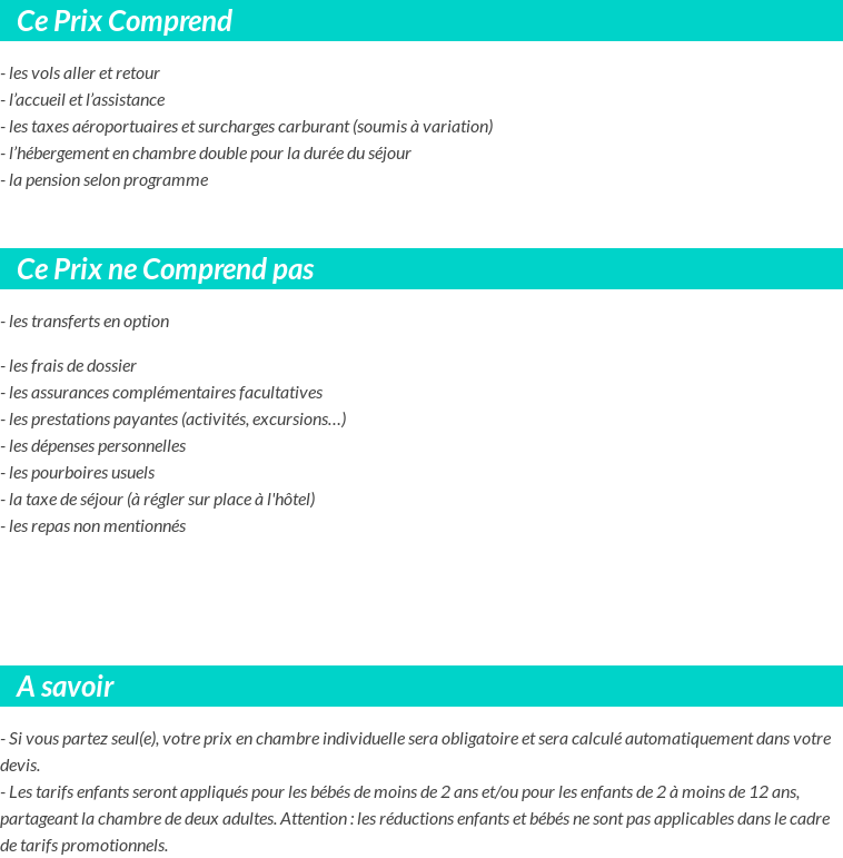 Conditions tarifaires