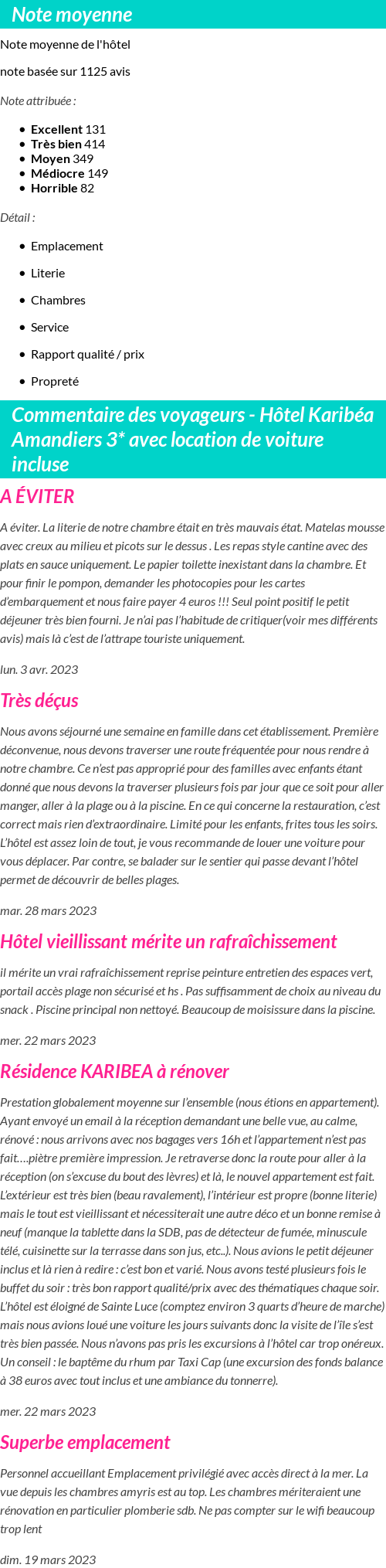 Avis clients