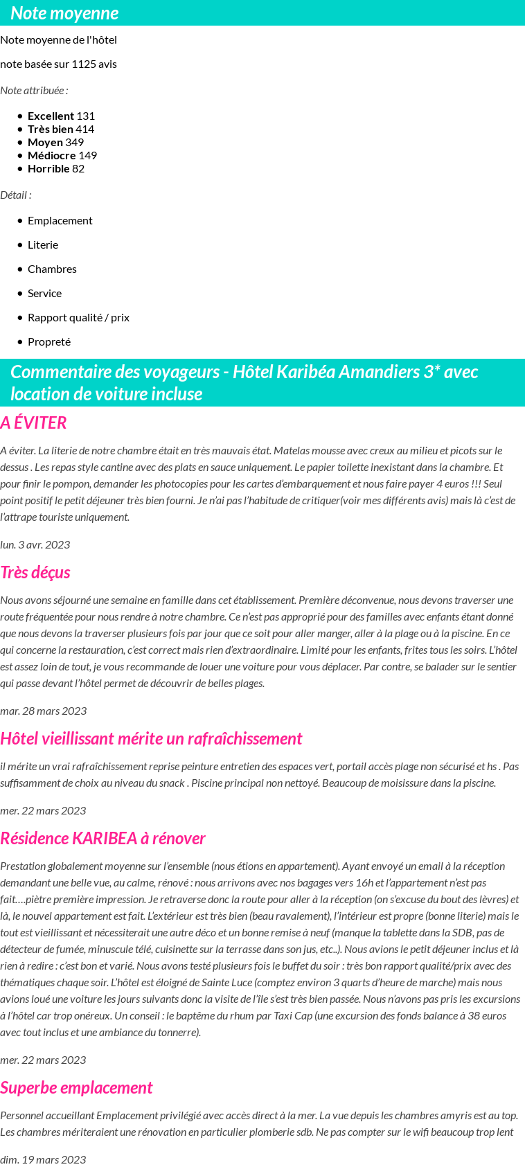 Avis clients